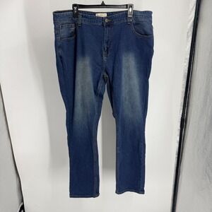 Smith & Mills Mens Straight Leg Medium Wash Stretch Denim Jeans 44x32 Blue